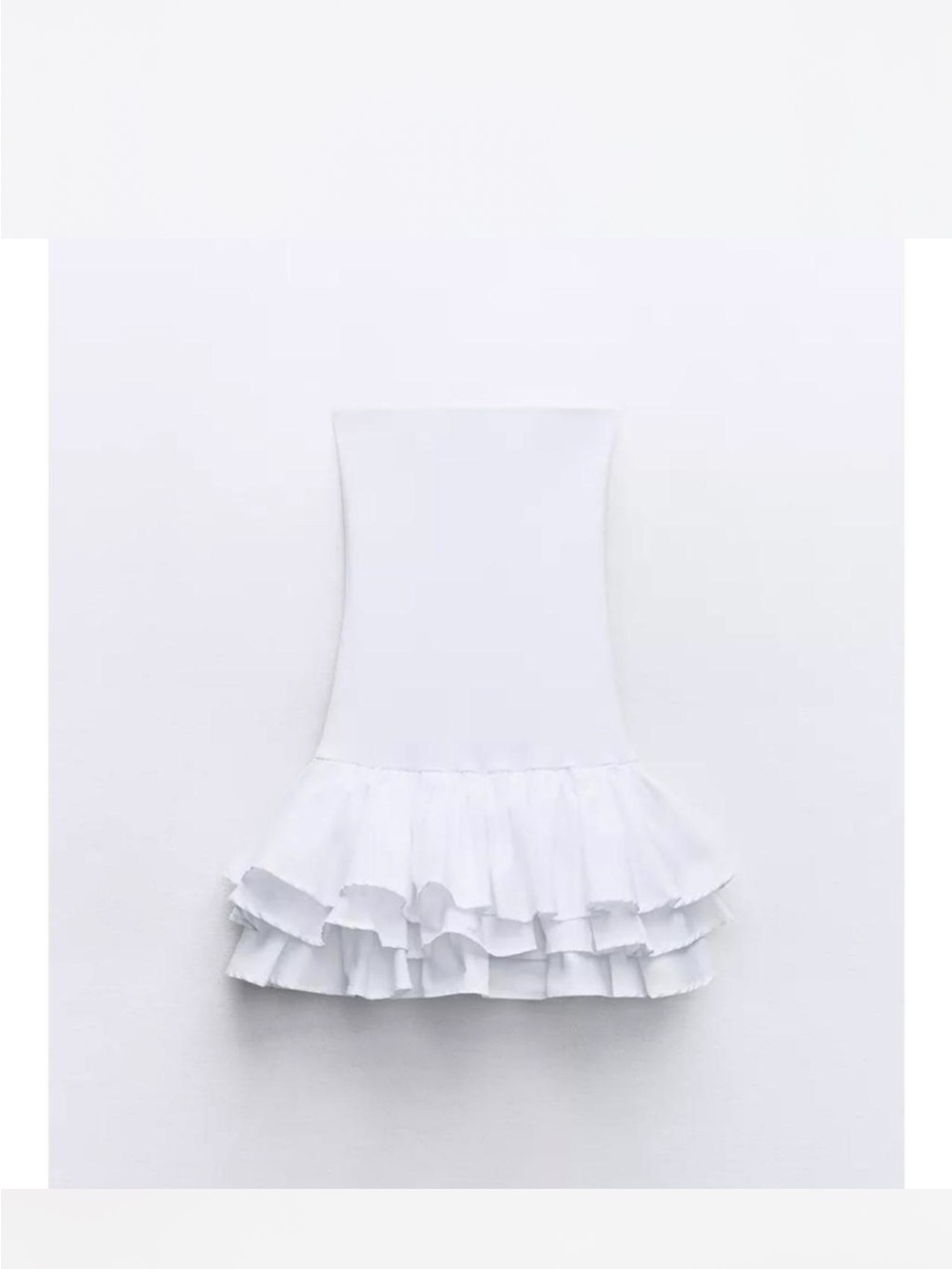 White Ruffled Strapless Dress - Picture 4 of 5